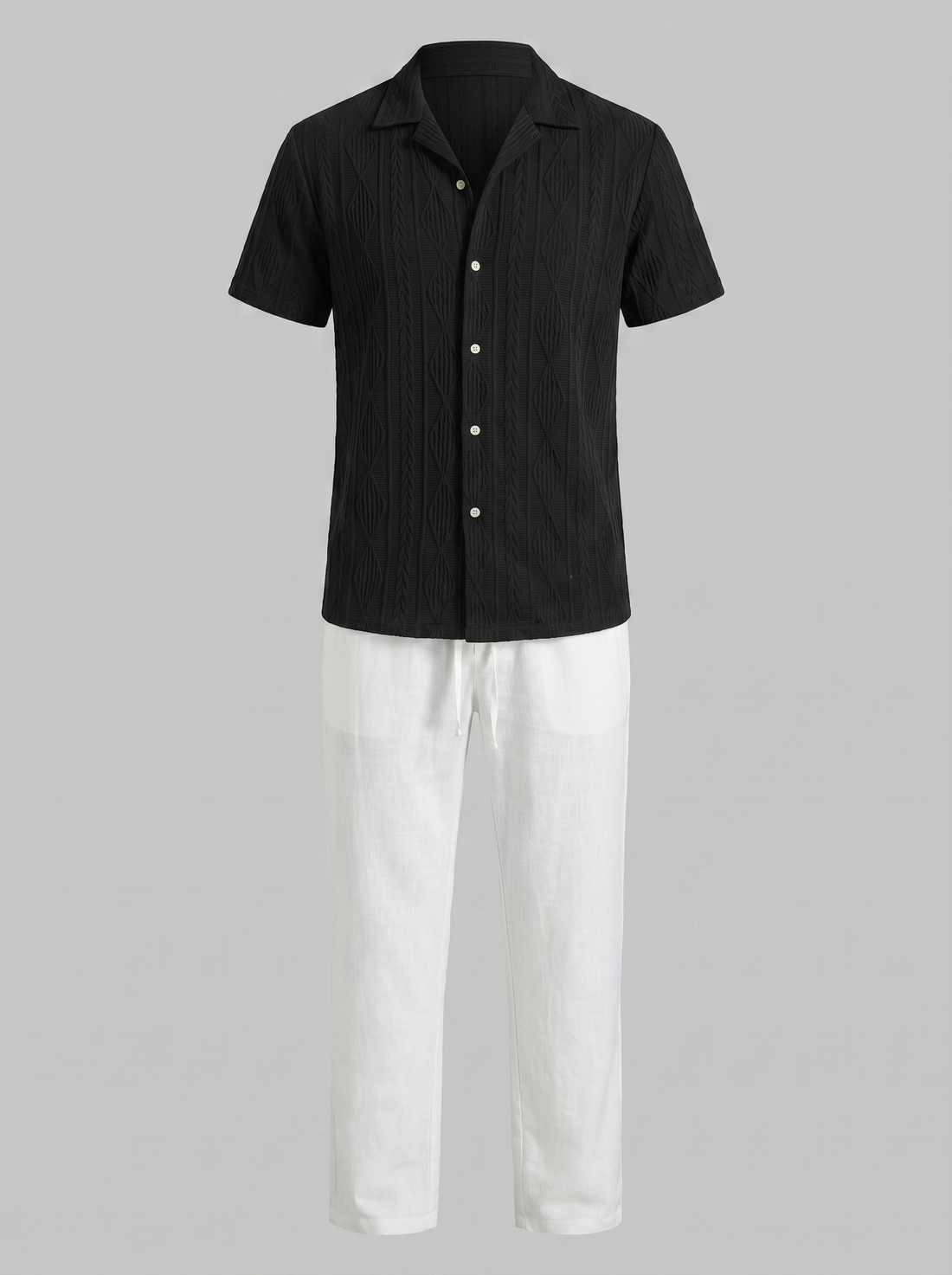 Men's Open-Knit Shirt and Trousers Set