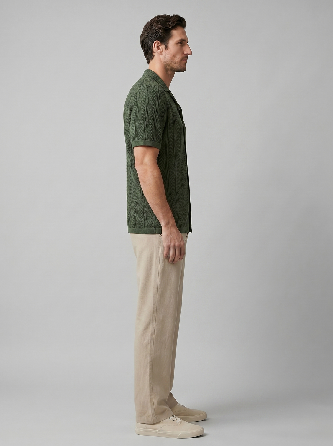 Men's Open-Knit Shirt and Trousers Set