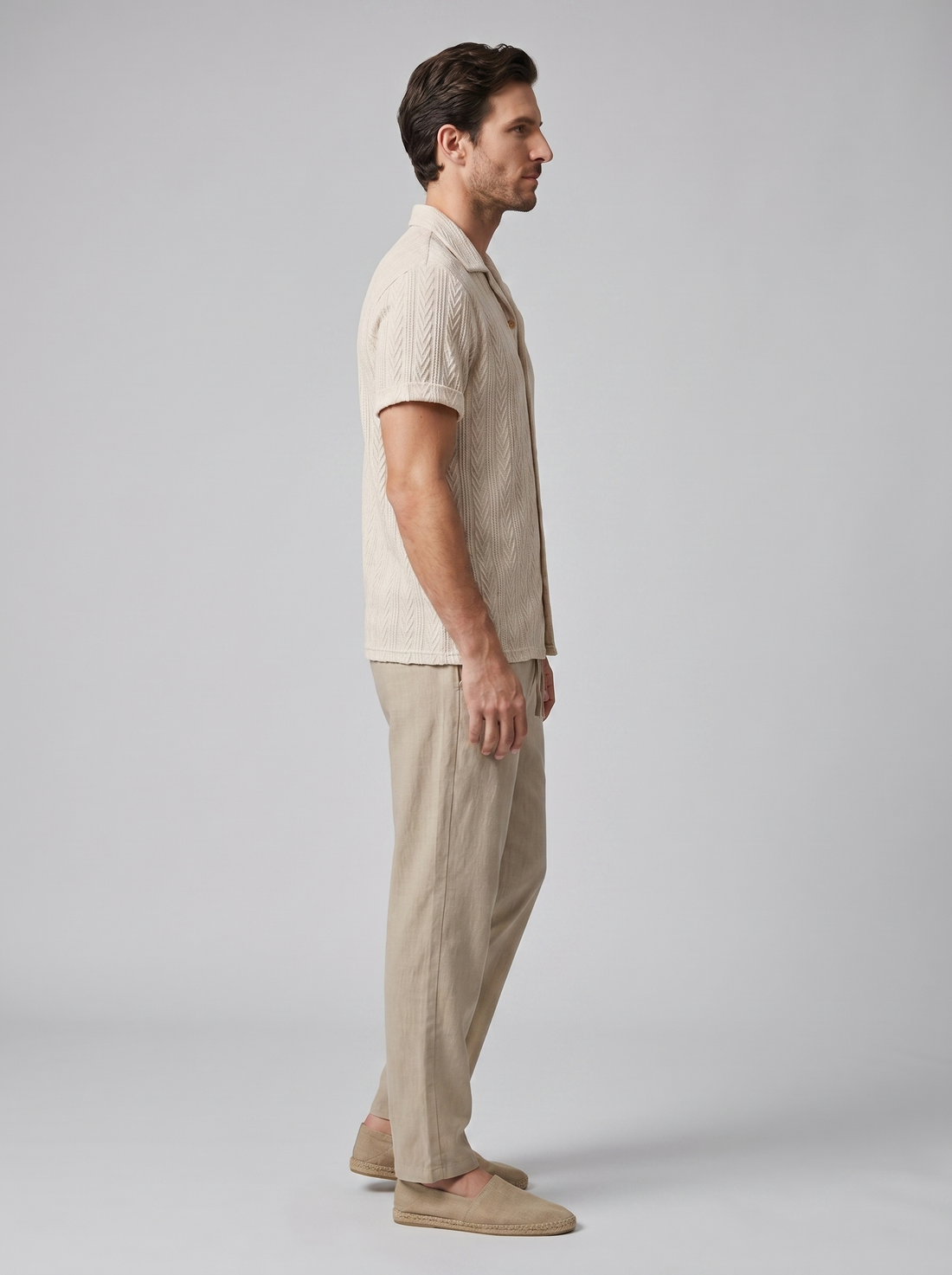 Men's Open-Knit Shirt and Trousers Set