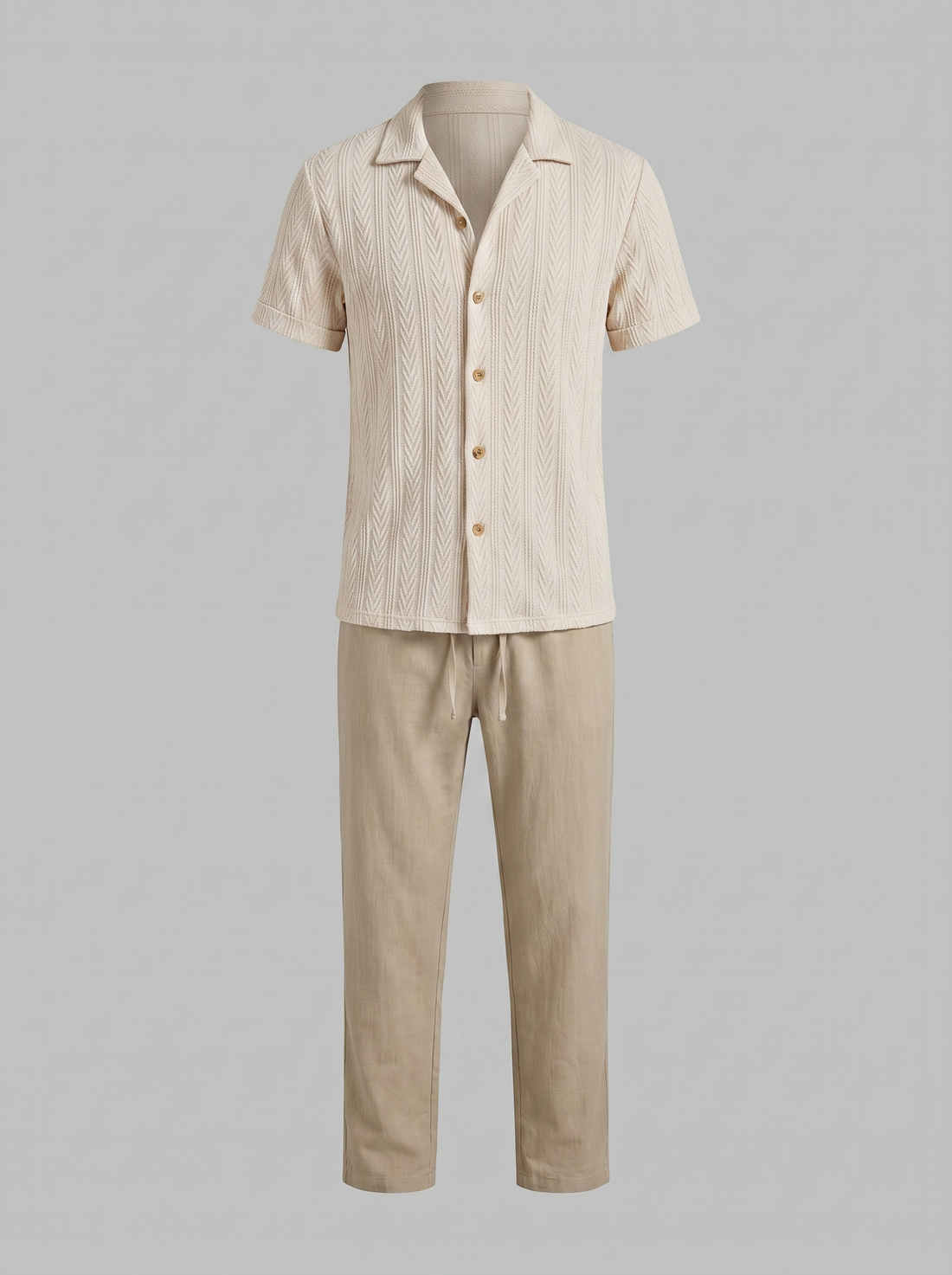 Men's Open-Knit Shirt and Trousers Set