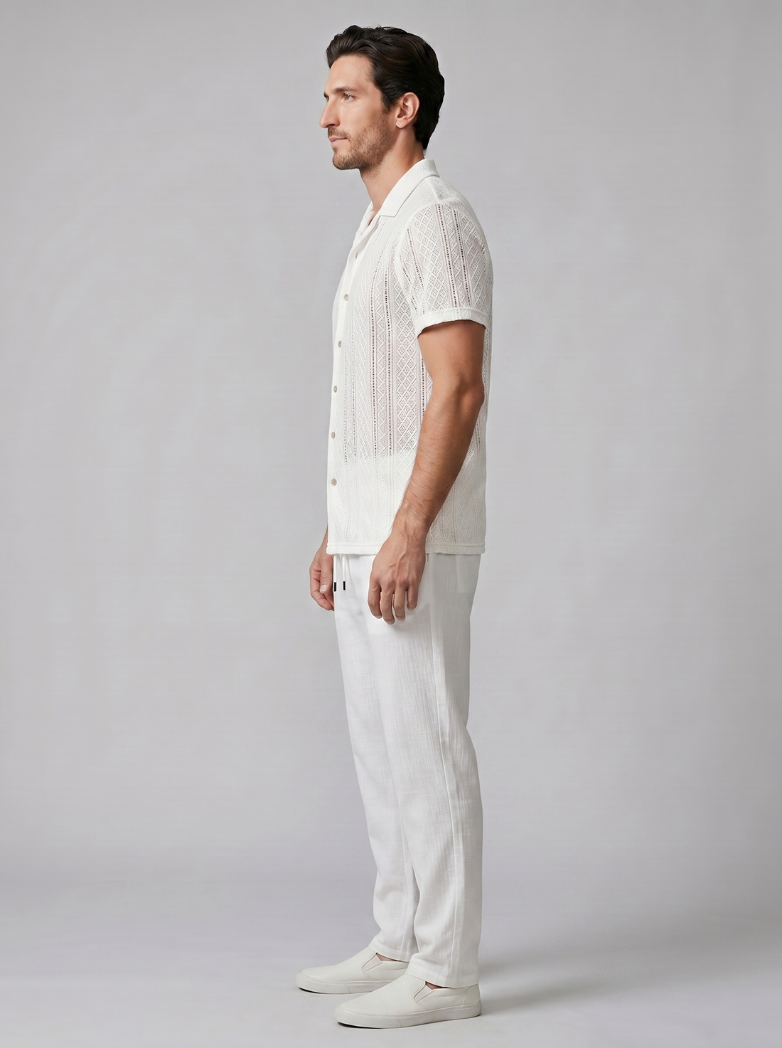 Men's Open-Knit Shirt and Trousers Set
