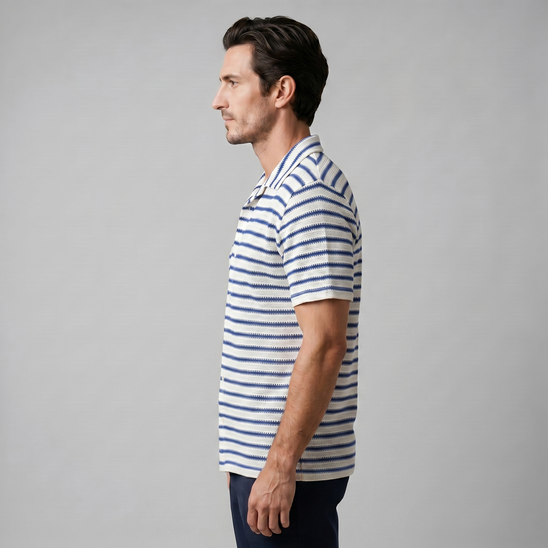 Men's Open-Knit Stripe Resort Shirt