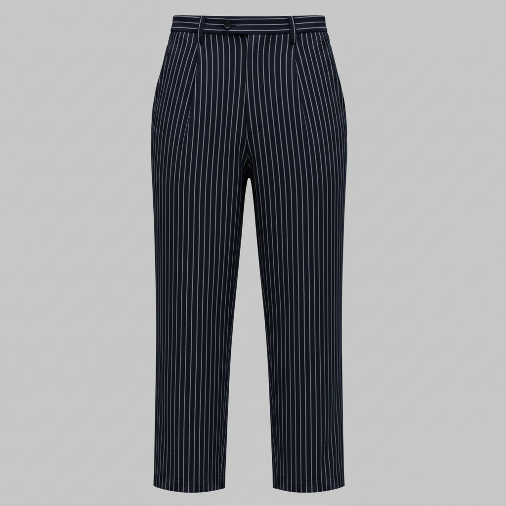 Men's Pinstripe Cotton Linen Drawstring Trousers