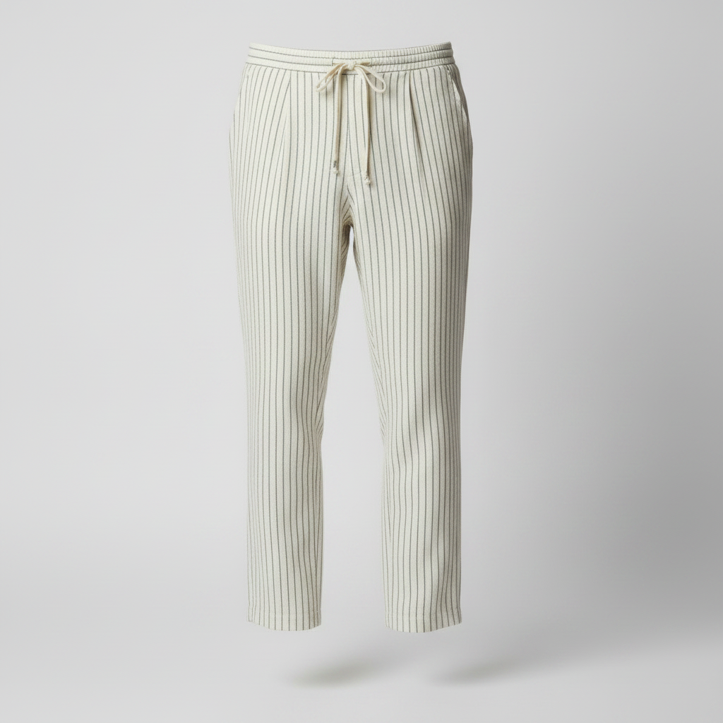 Men's Pinstripe Linen Cotton Drawstring Trousers