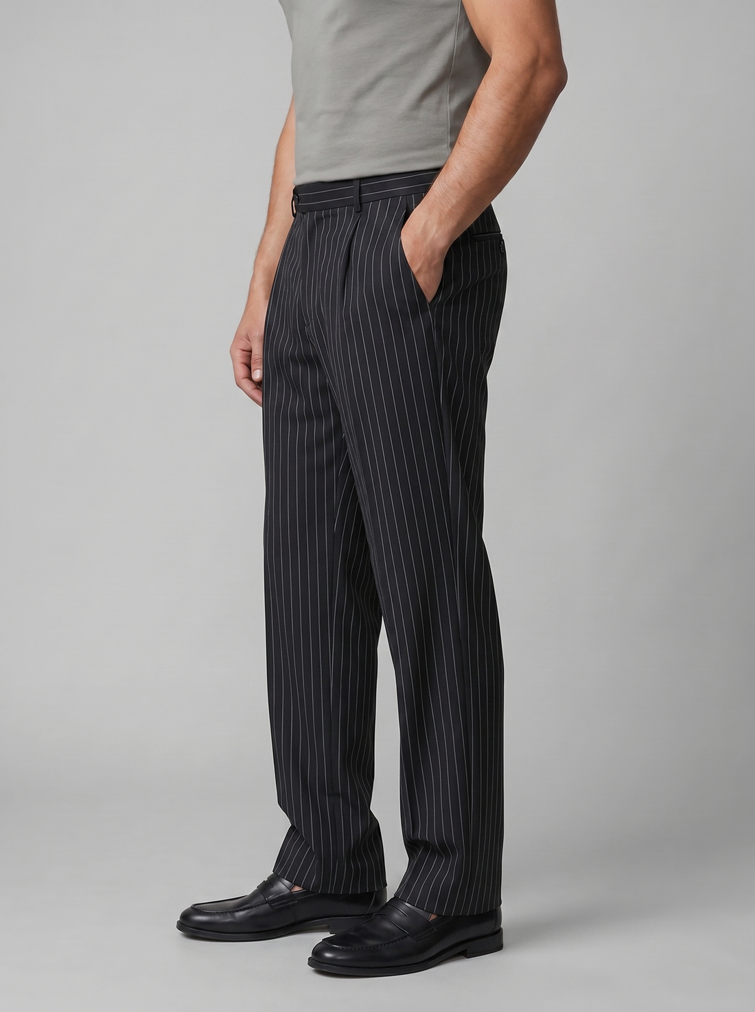 Men's Pinstripe Wide Leg Trousers