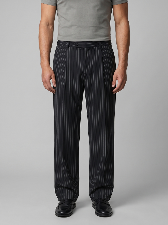 Men's Pinstripe Wide Leg Trousers