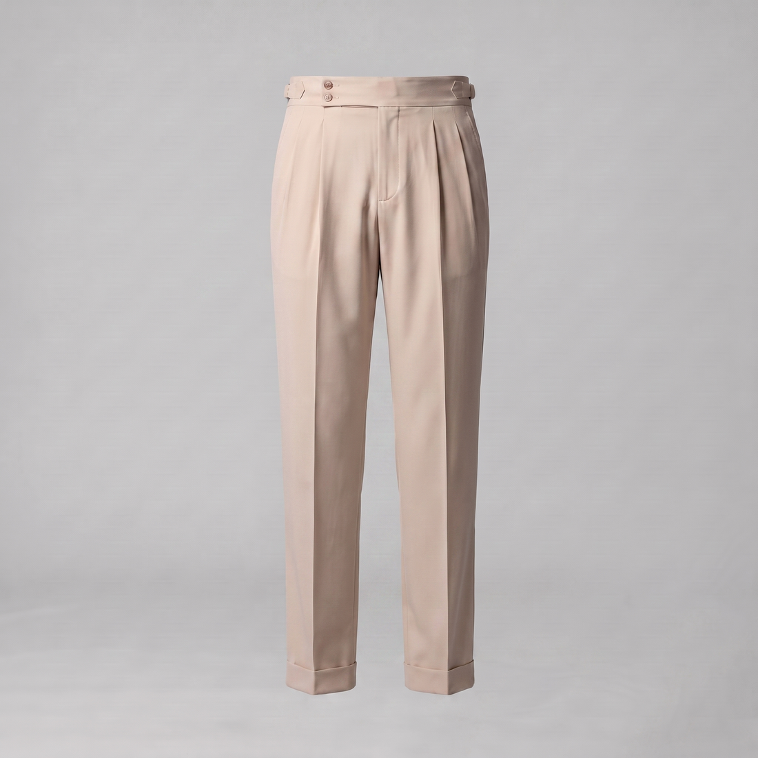 Men's Pleated Tailored Trousers with Turn-Ups