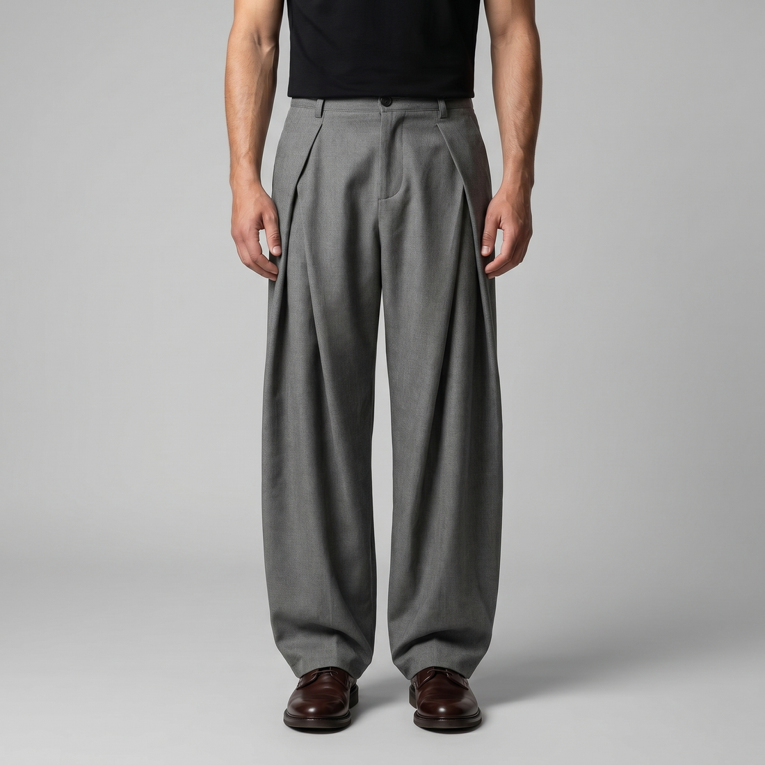 Men's Pleated Wide-Leg Tailored Trousers