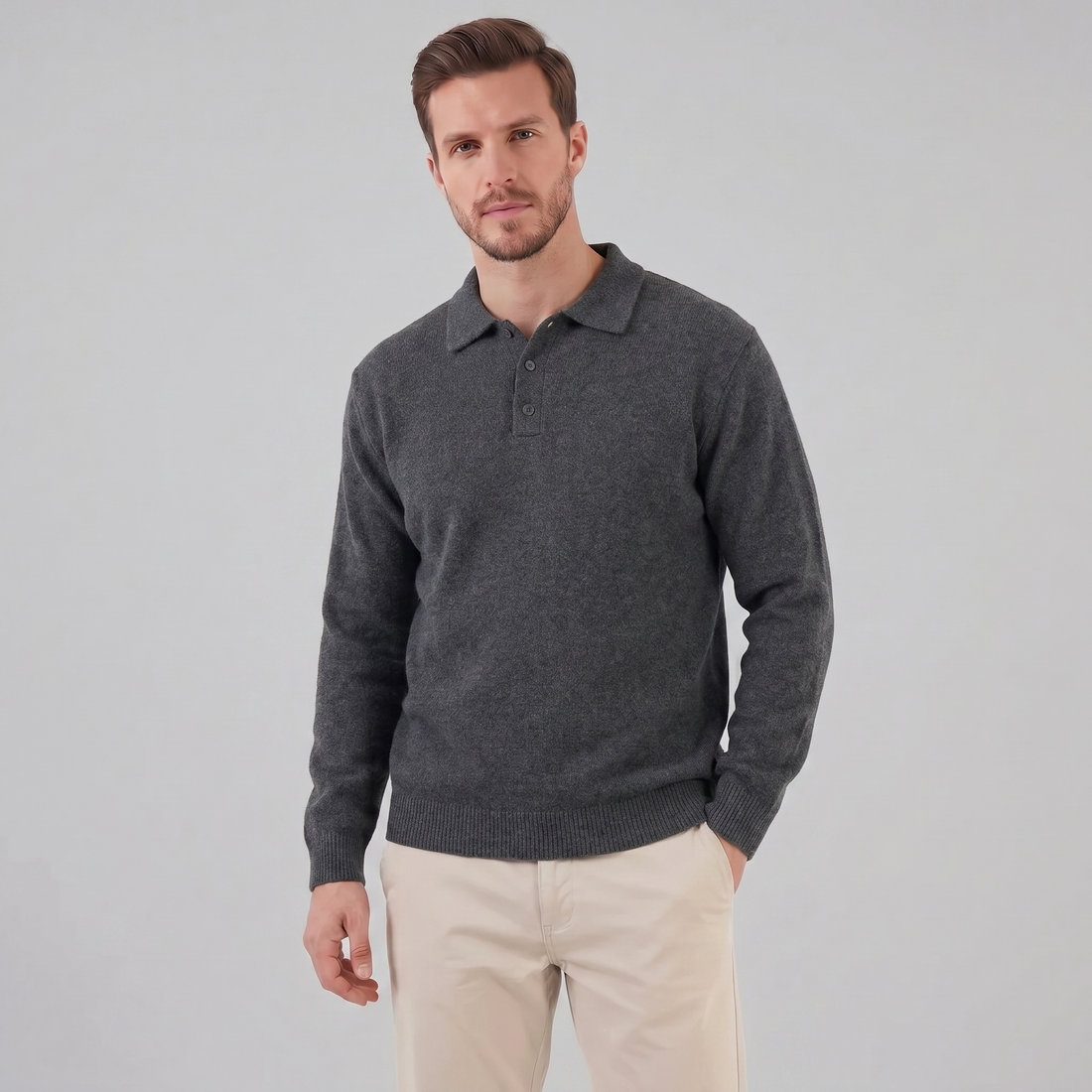 Men's Polo Collar Knit Sweater