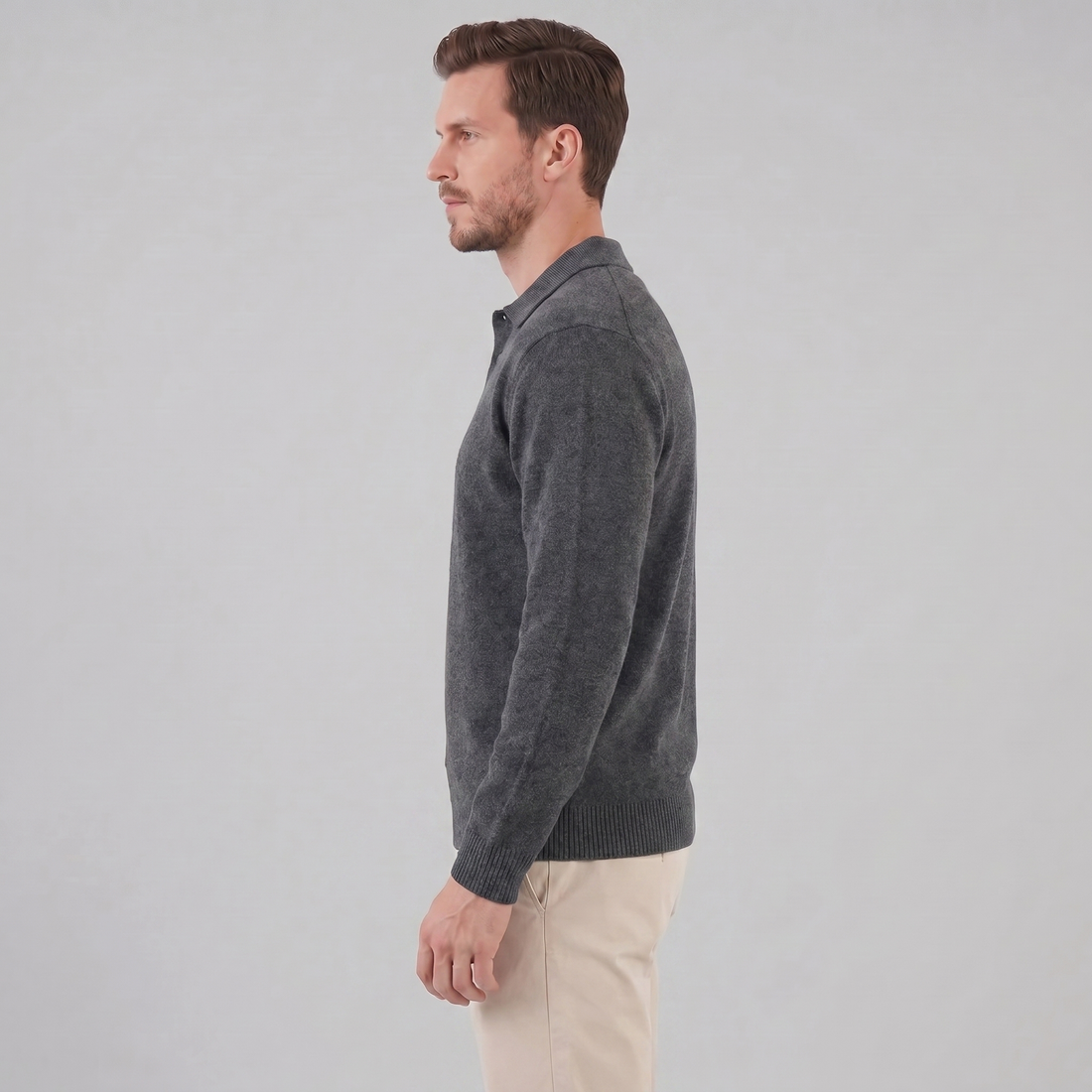 Men's Polo Collar Knit Sweater
