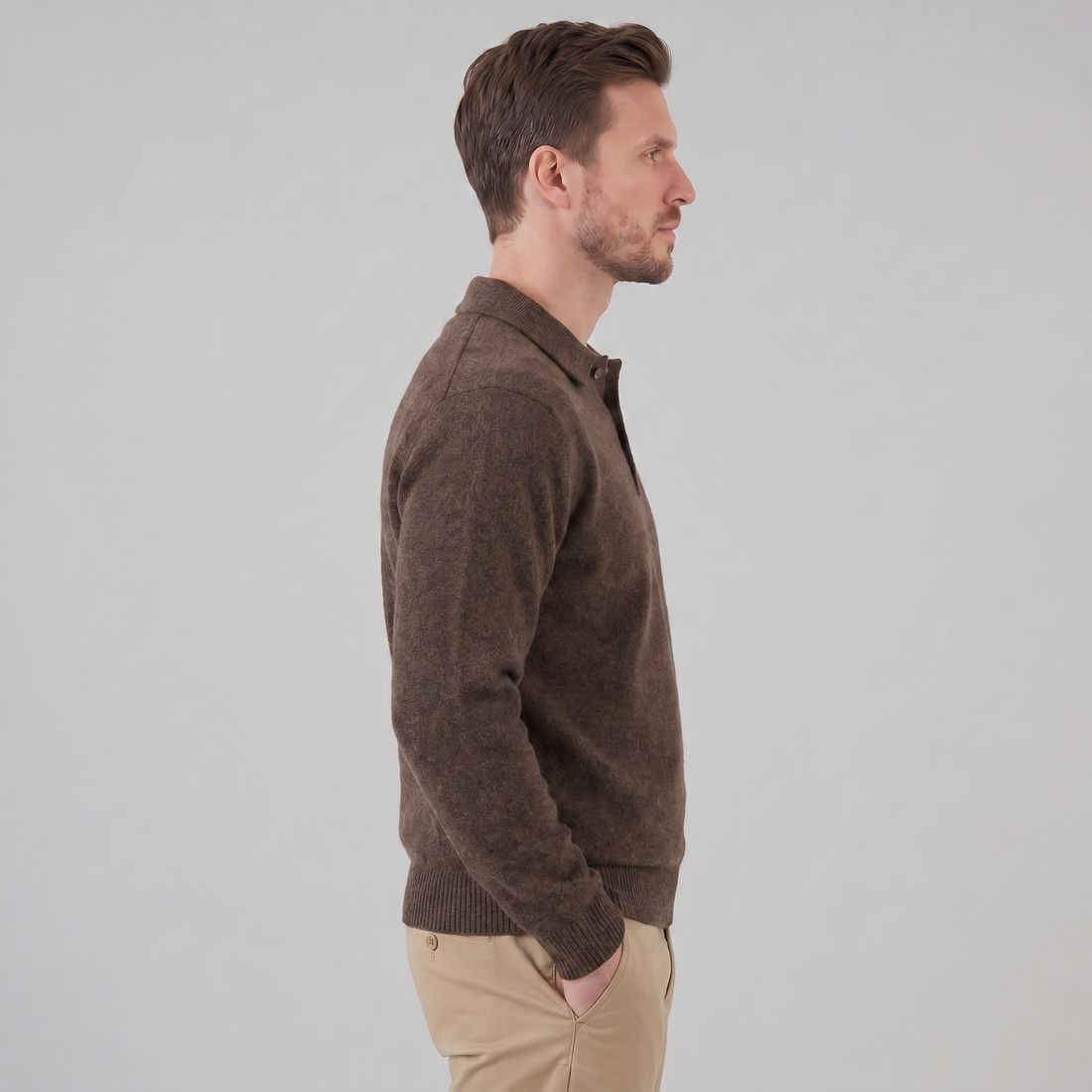 Men's Polo Collar Knit Sweater