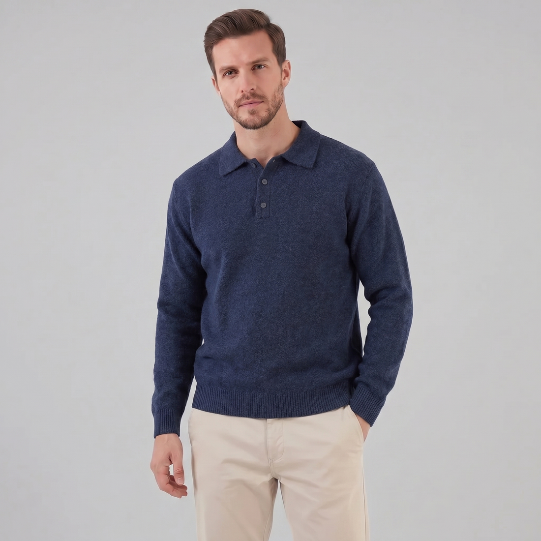 Men's Polo Collar Knit Sweater