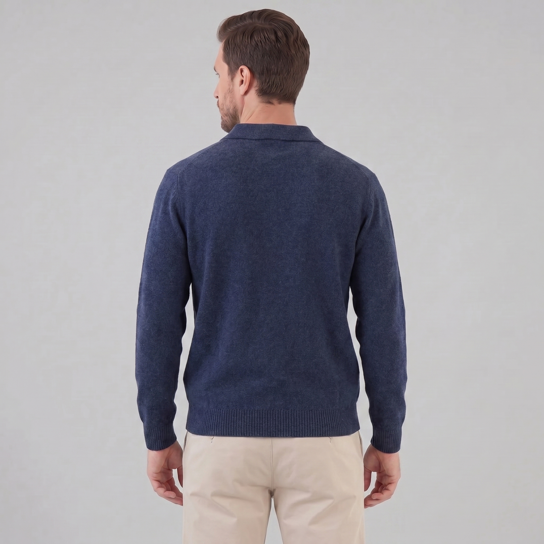 Men's Polo Collar Knit Sweater