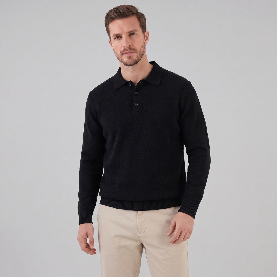 Men's Polo Collar Knit Sweater