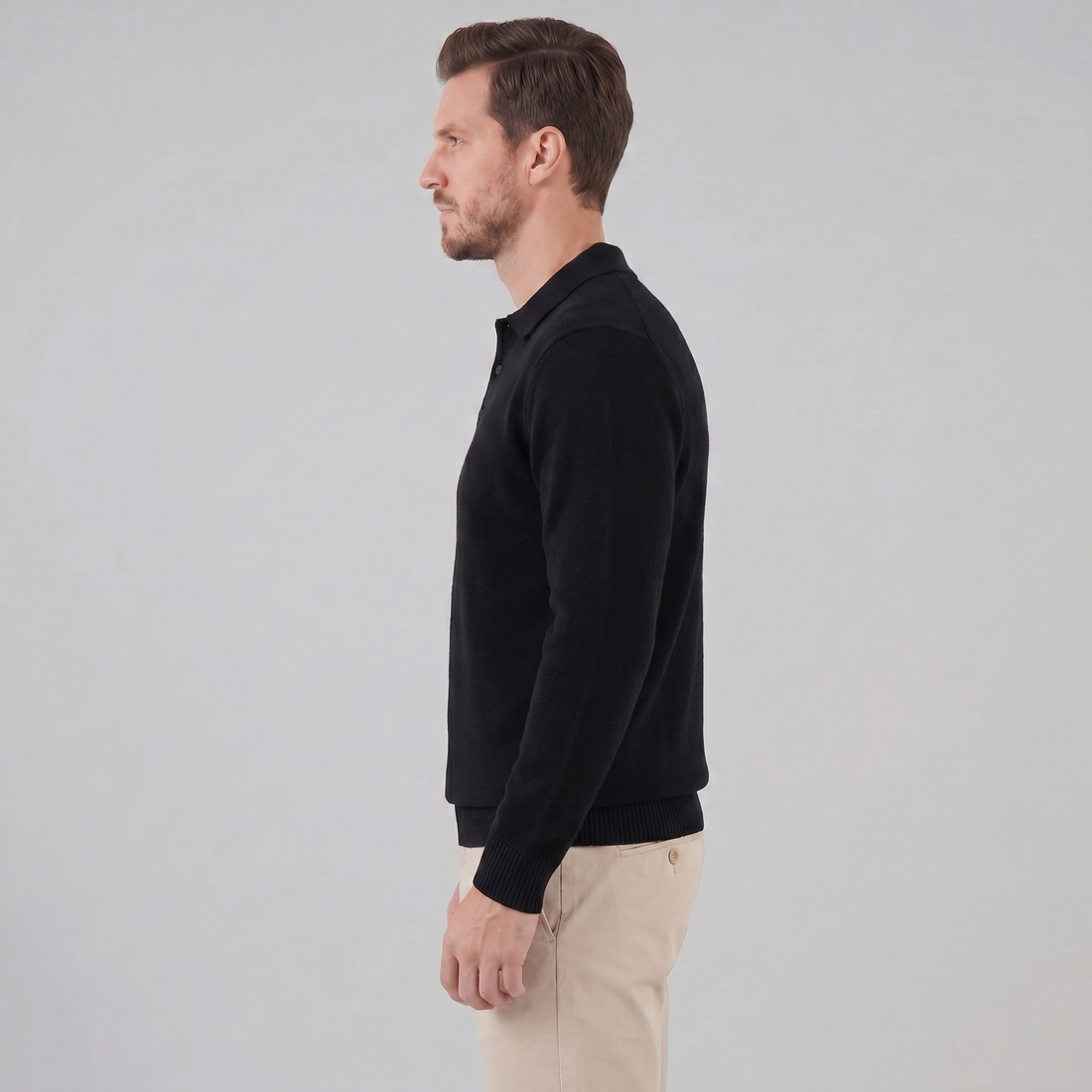 Men's Polo Collar Knit Sweater