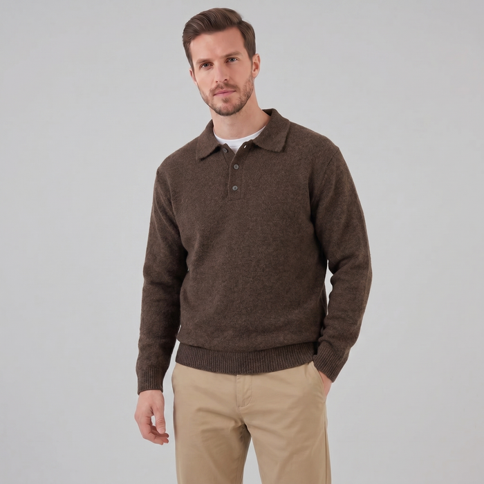 Men's Polo Collar Knit Sweater