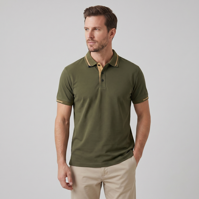 Men's Polo Shirt with Contrast Trim