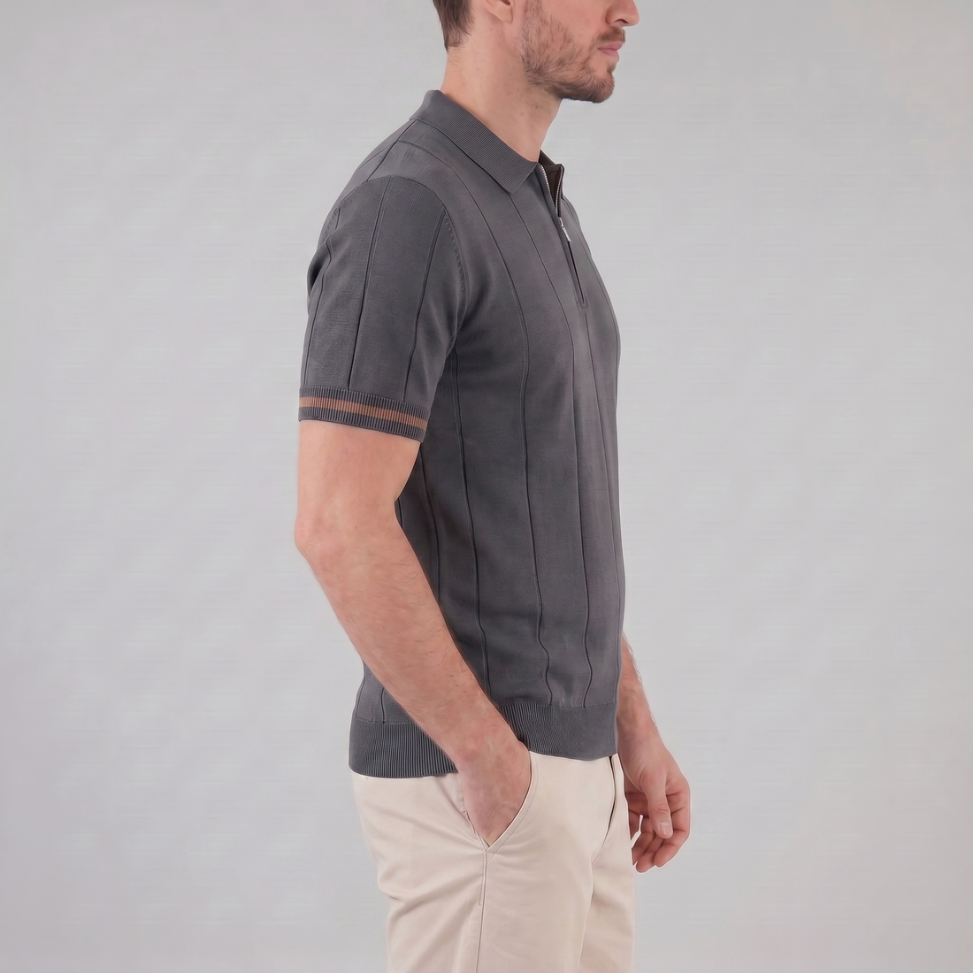 Men's Polo Shirt with Zip Collar