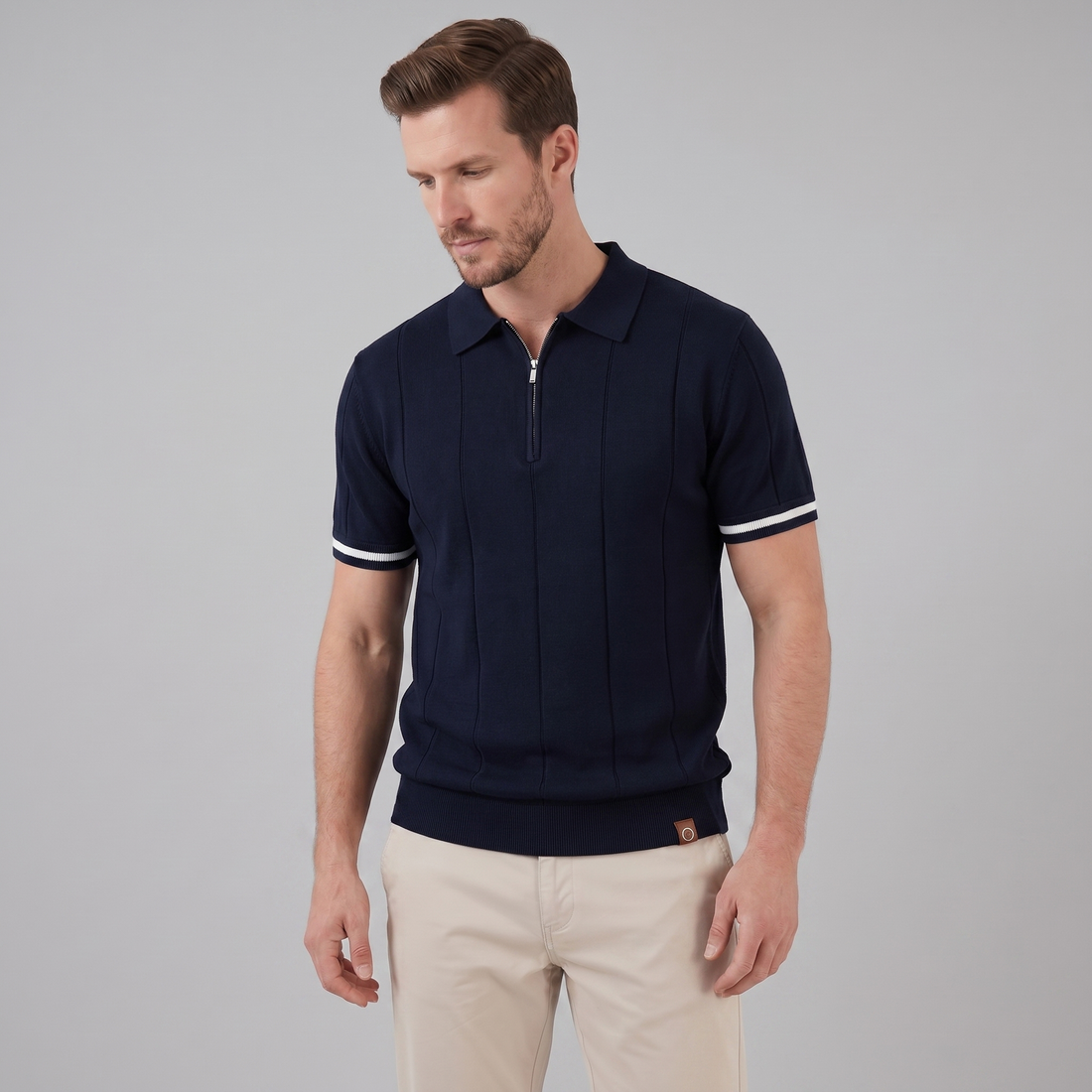 Men's Polo Shirt with Zip Collar