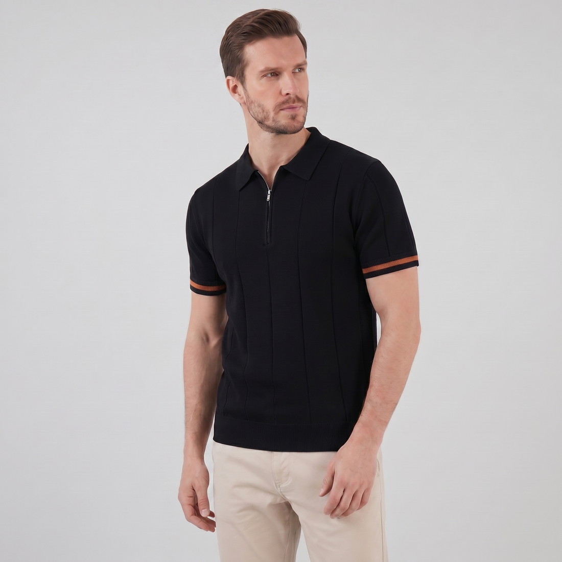 Men's Polo Shirt with Zip Collar