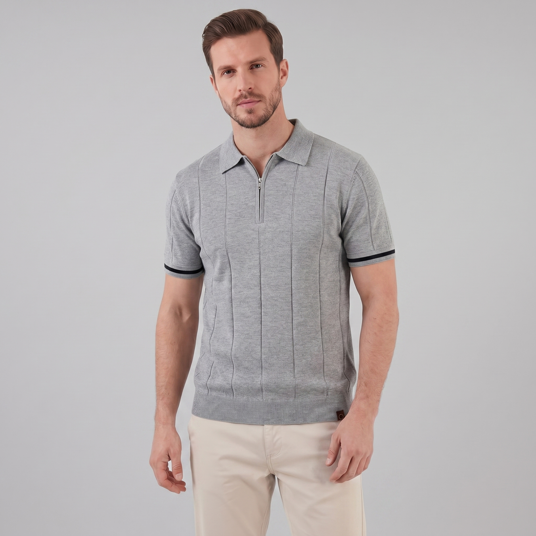 Men's Polo Shirt with Zip Collar