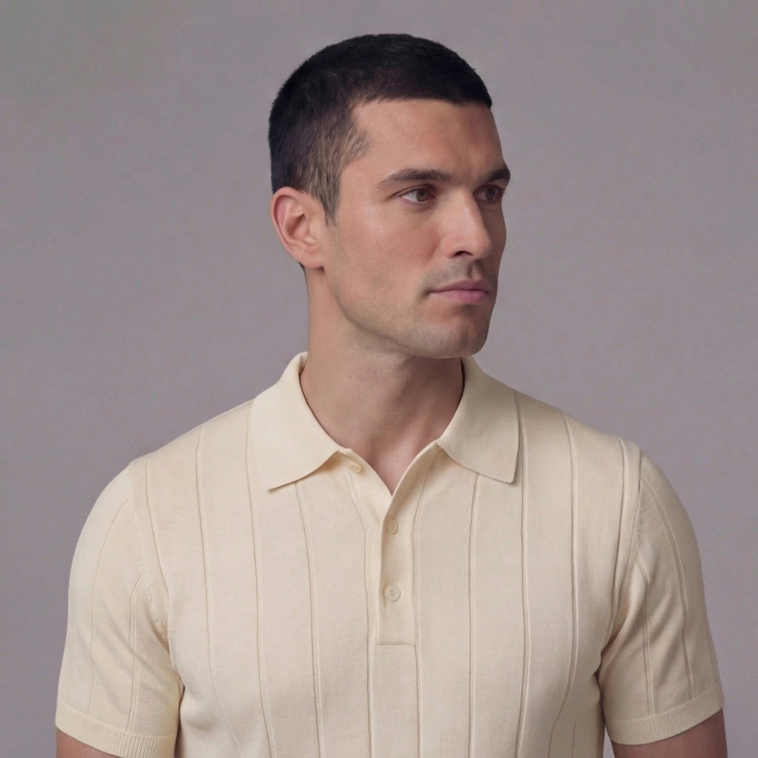 Men's Rib-Knit Polo Shirt