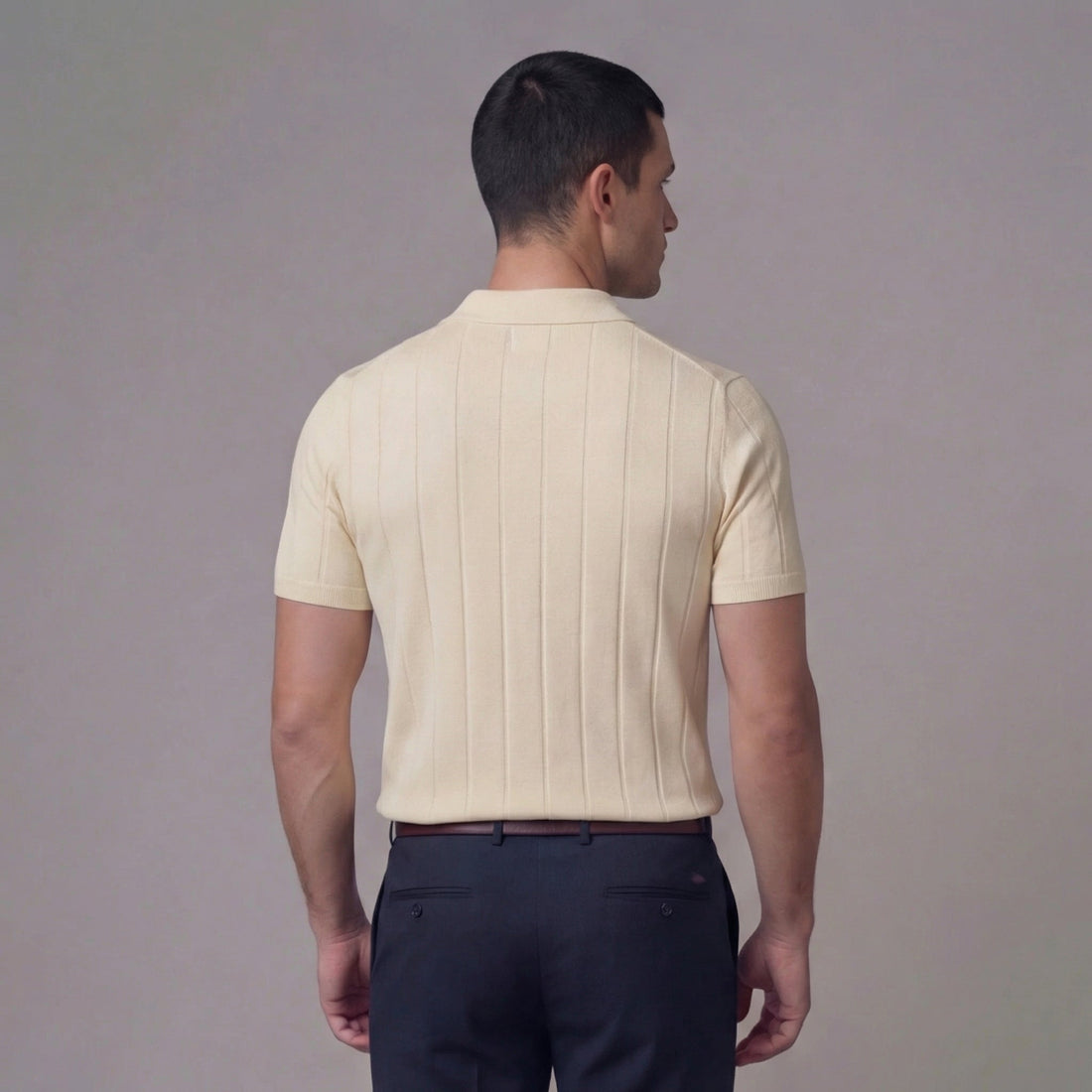 Men's Rib-Knit Polo Shirt