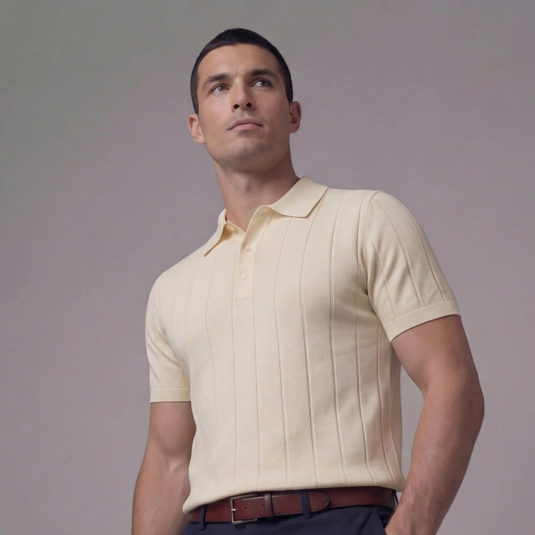 Men's Rib-Knit Polo Shirt