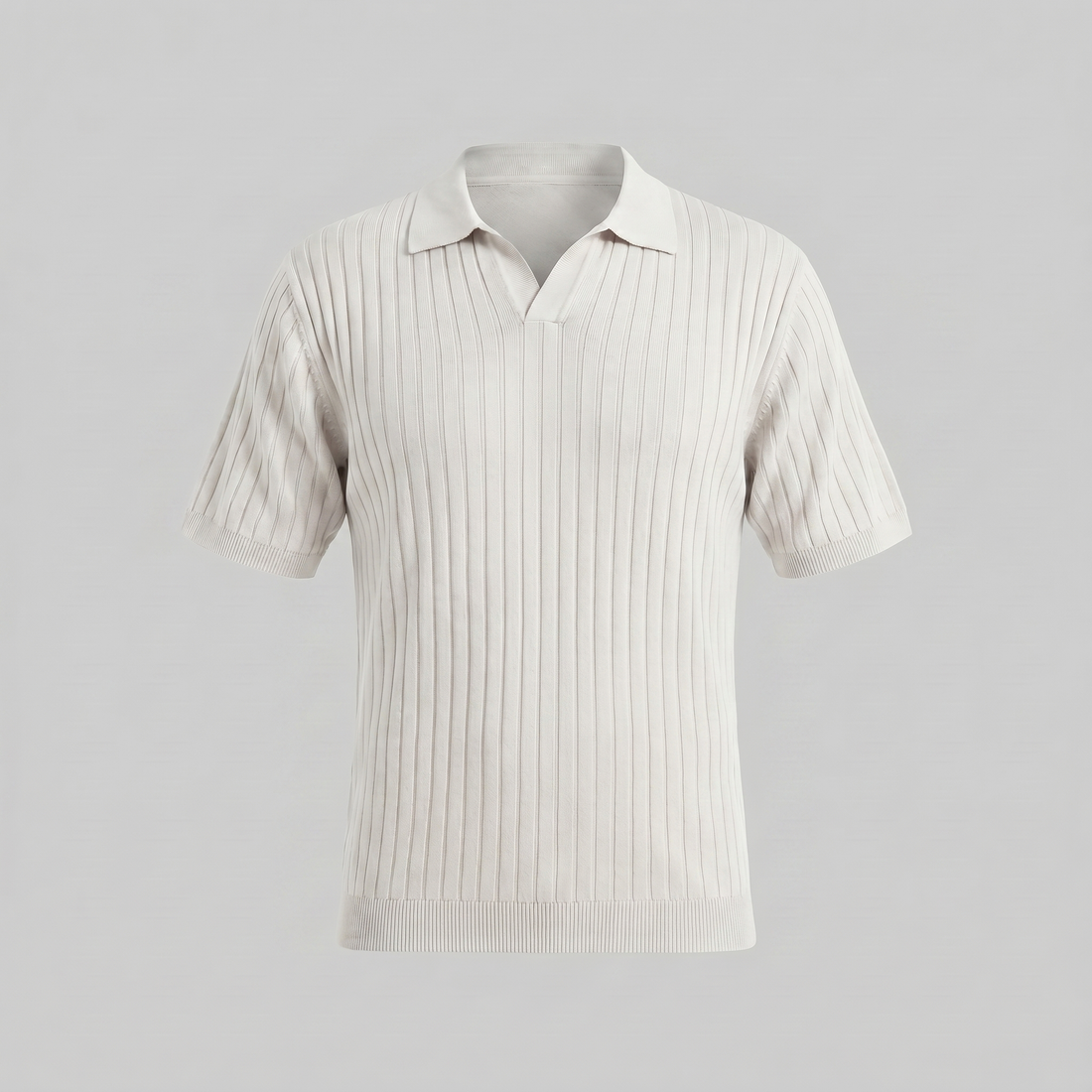 Men's Rib-Knit Polo Shirt with Short Sleeves