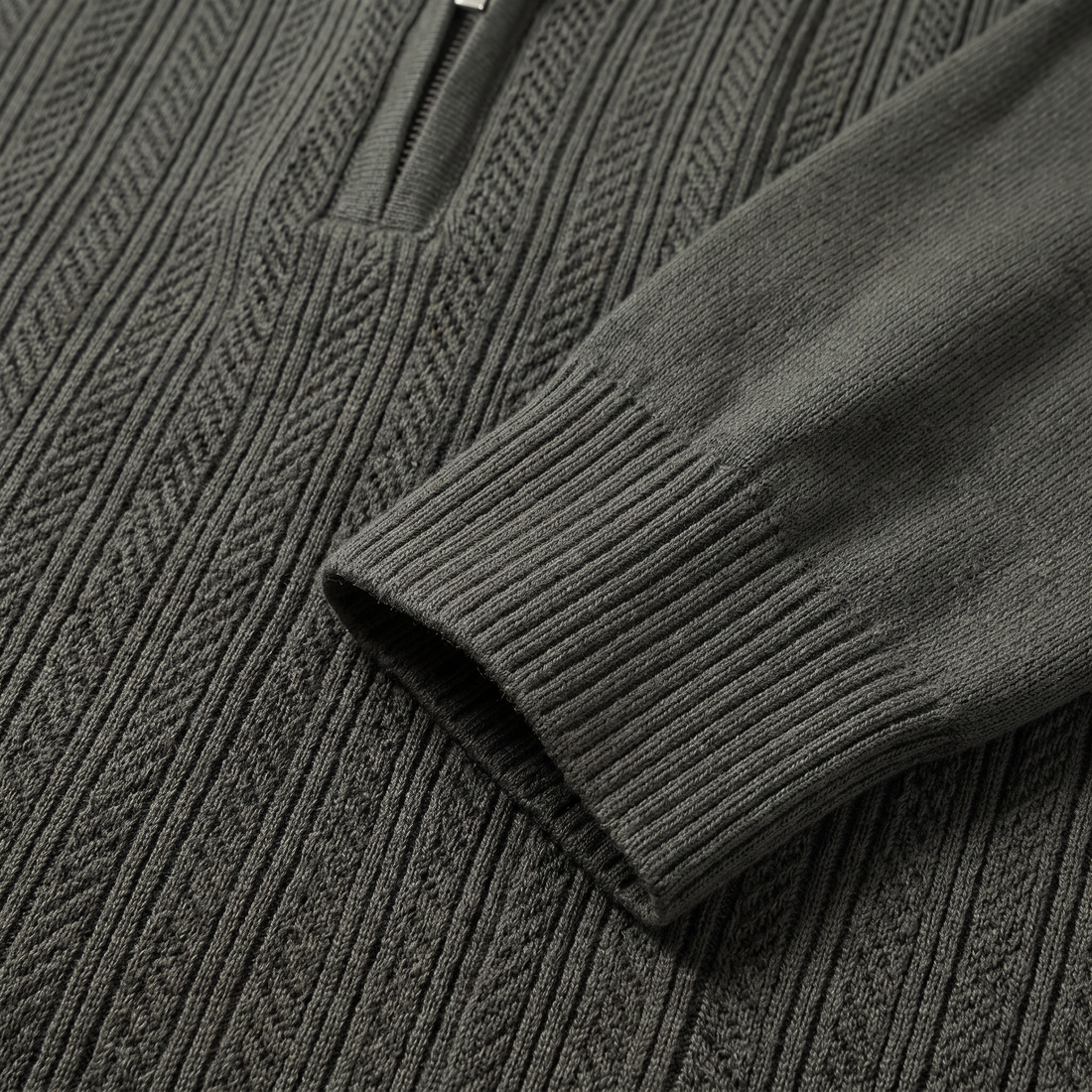 Men's Rib Knit Polo Shirt with Zipper