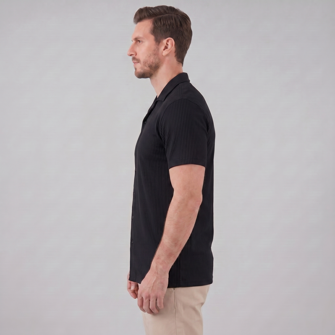 Men's Ribbed Cuban Collar Shirt
