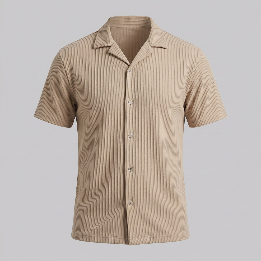 Men's Ribbed Cuban Collar Shirt