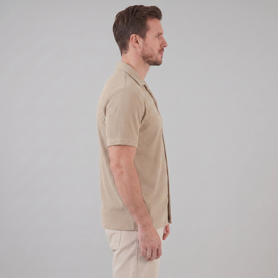 Men's Ribbed Cuban Collar Shirt
