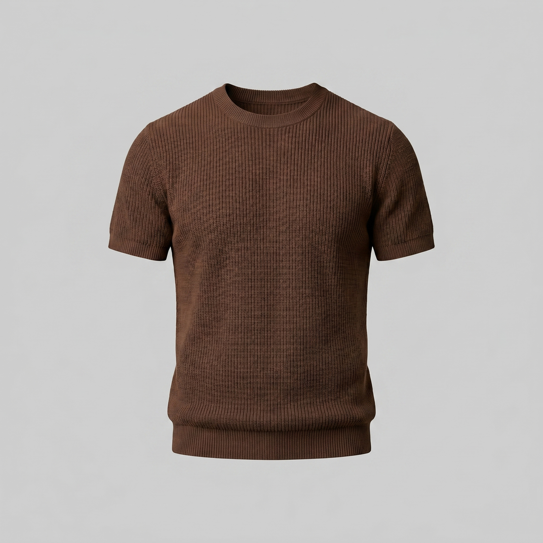 Men's Ribbed Knit Crew Neck T-Shirt