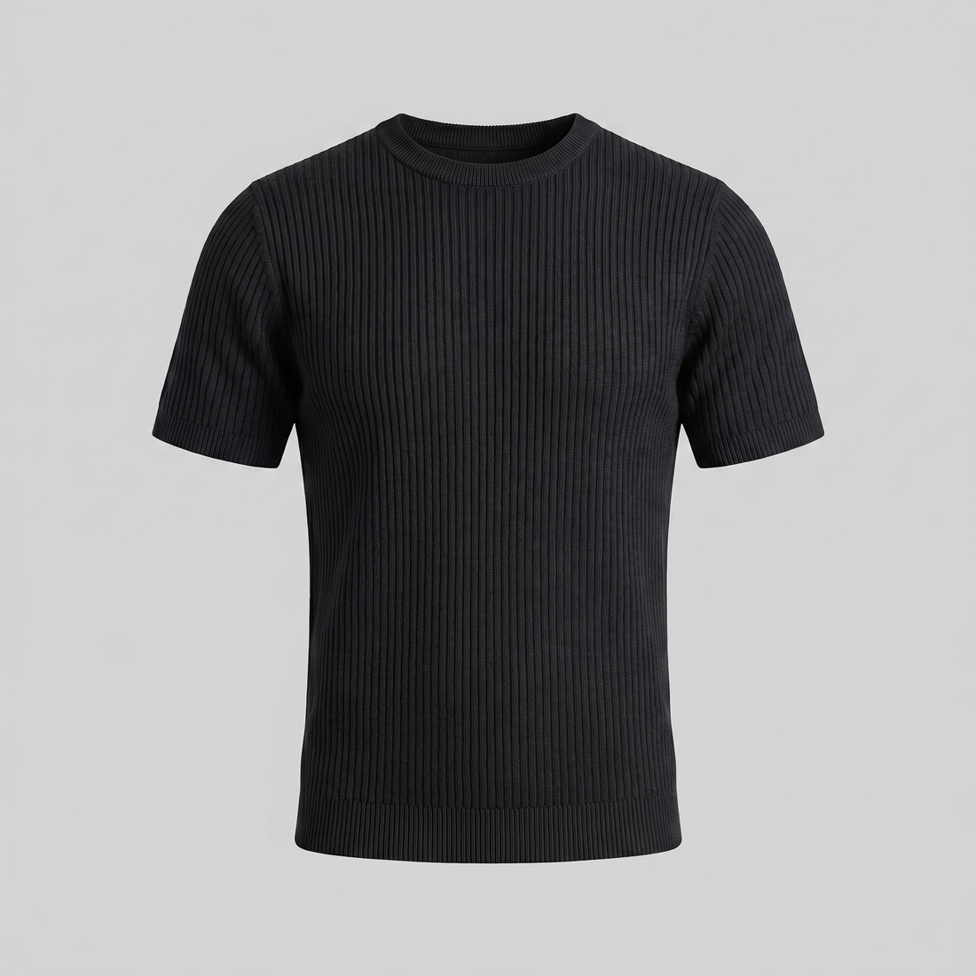 Men's Ribbed Knit Crew Neck T-Shirt