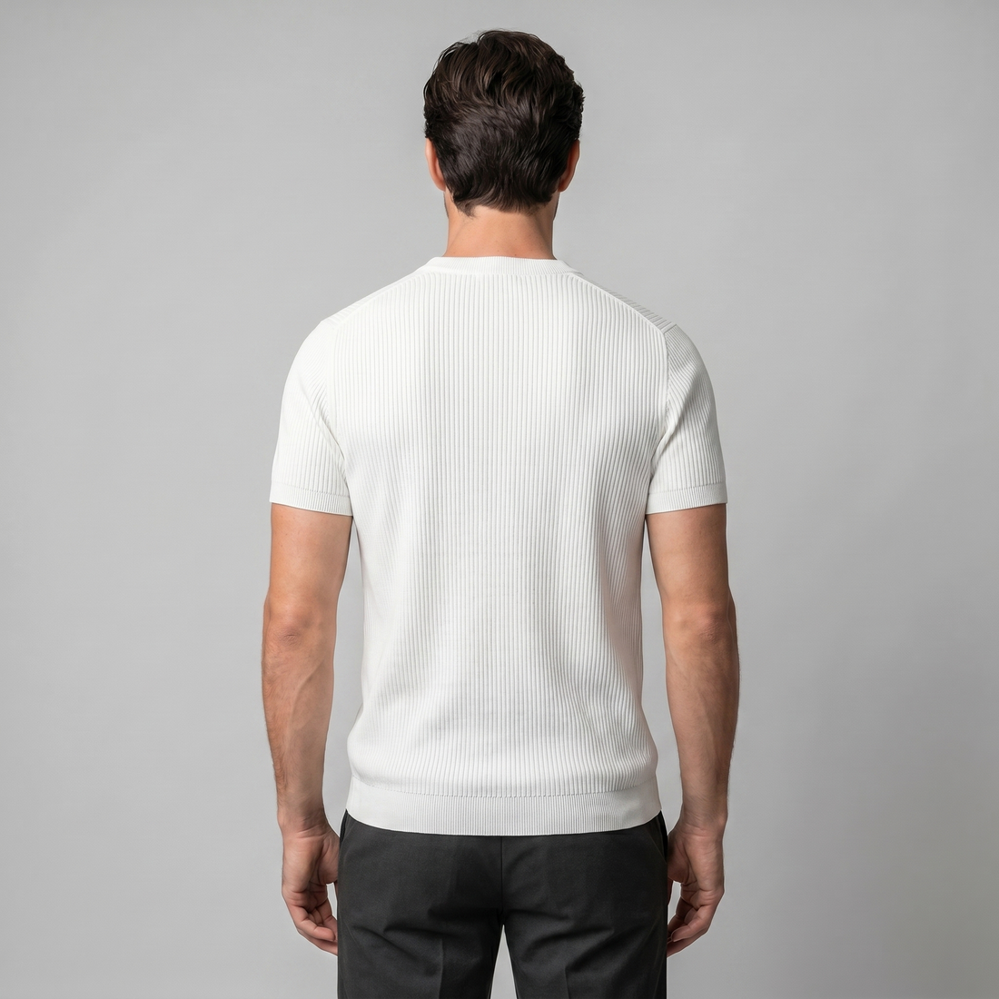 Men's Ribbed Knit Crew Neck T-Shirt