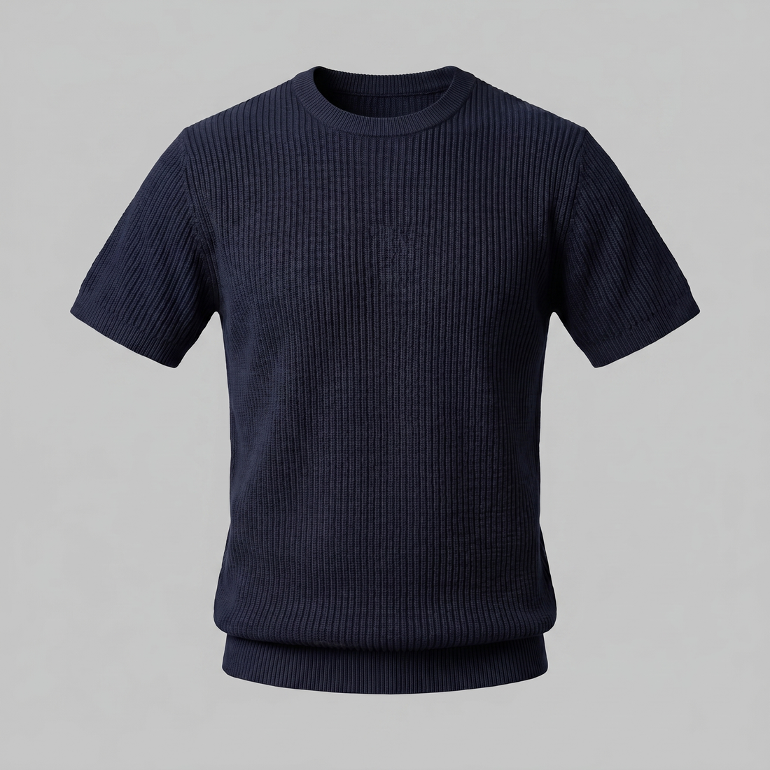 Men's Ribbed Knit Crew Neck T-Shirt