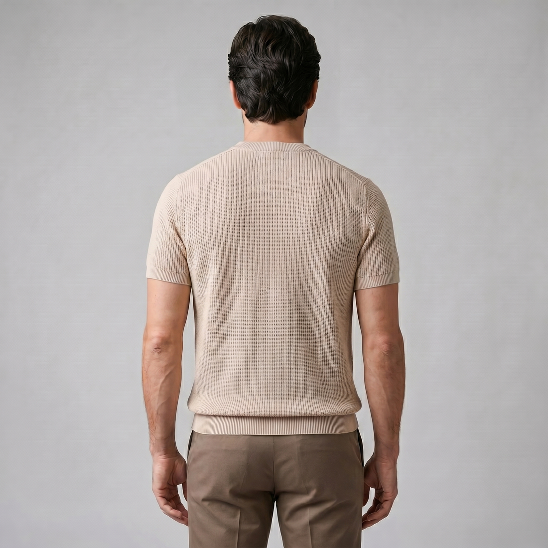 Men's Ribbed Knit Crew Neck T-Shirt