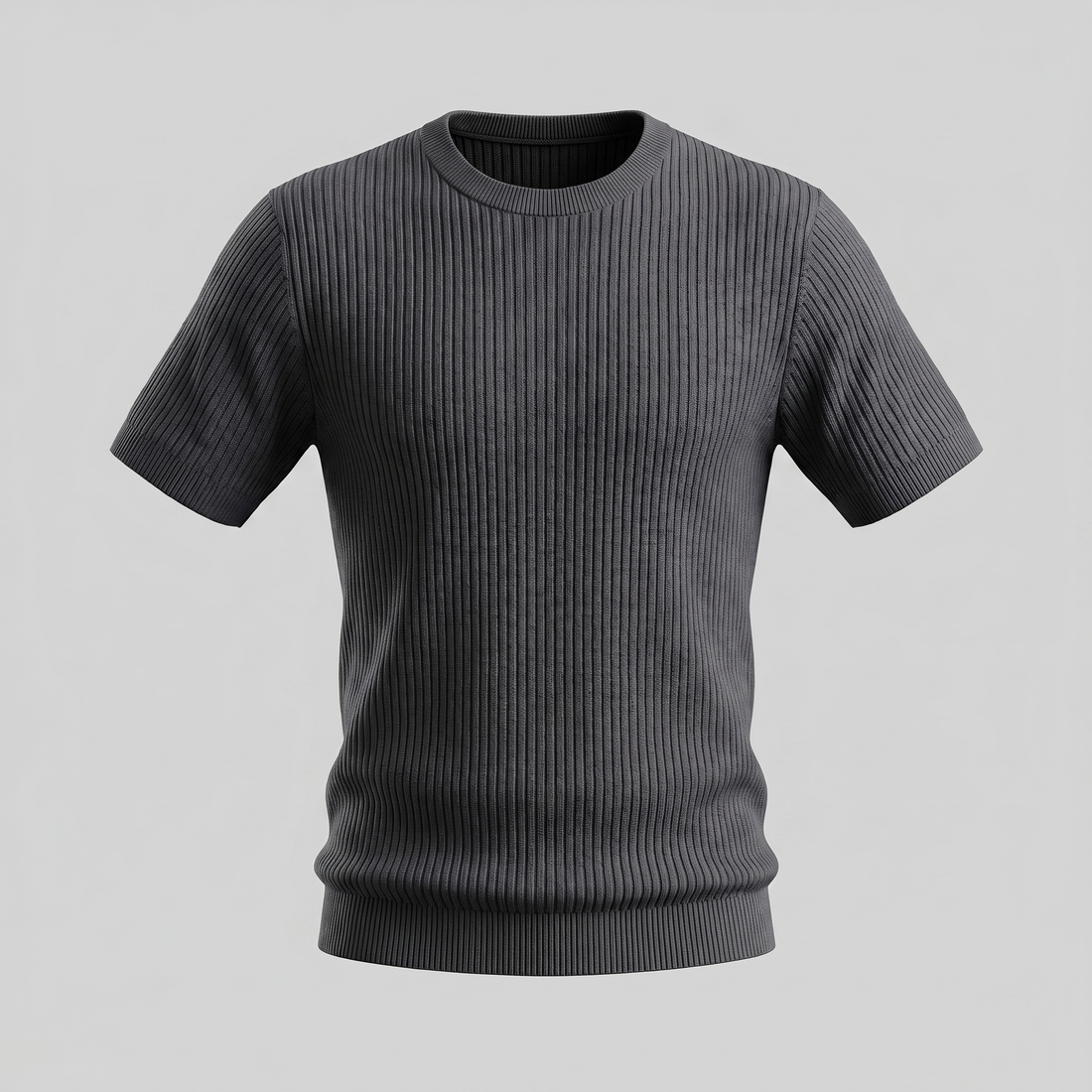 Men's Ribbed Knit Crew Neck T-Shirt