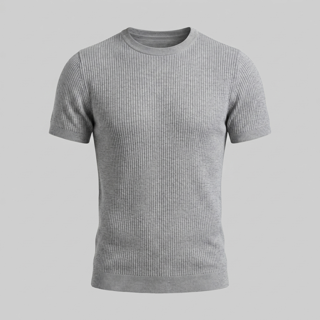 Men's Ribbed Knit Crew Neck T-Shirt