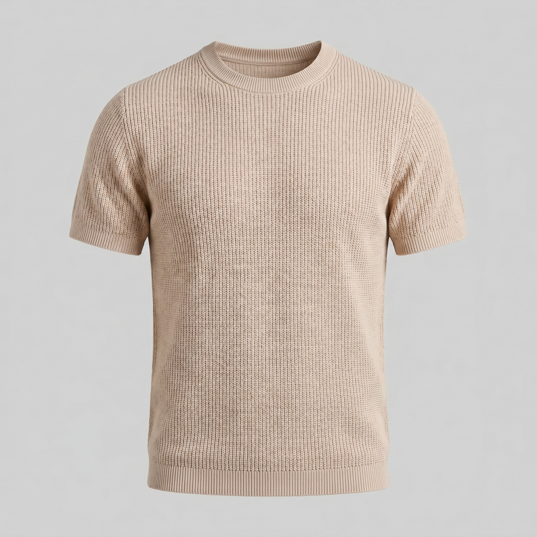 Men's Ribbed Knit Crew Neck T-Shirt