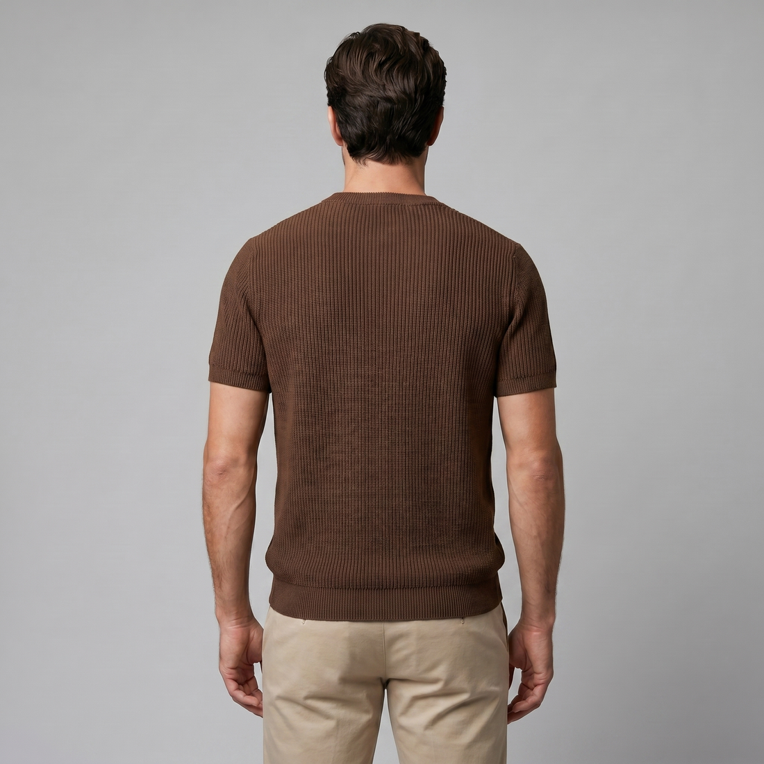 Men's Ribbed Knit Crew Neck T-Shirt