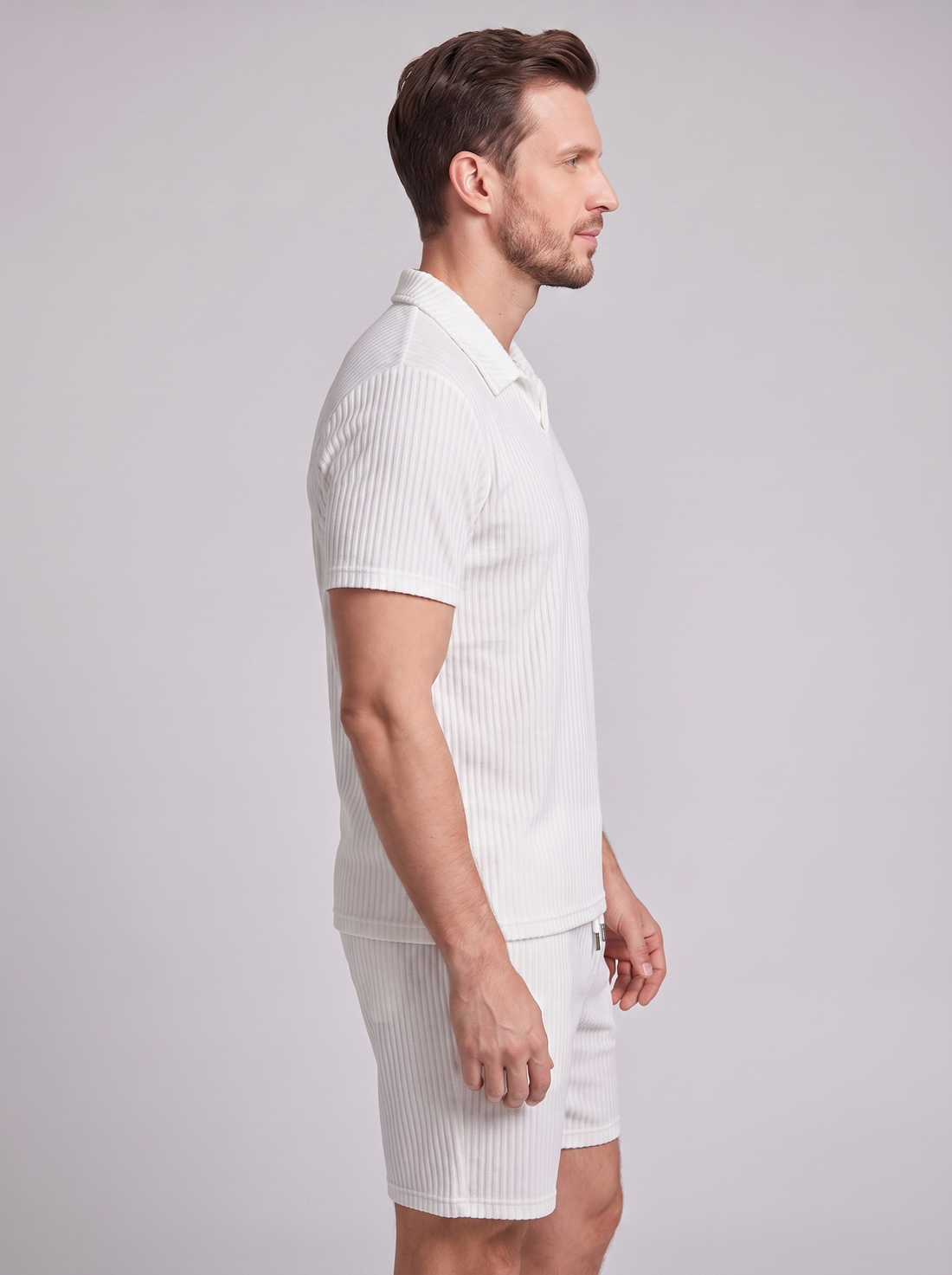 Men's Ribbed Knit Polo Co-Ord Set