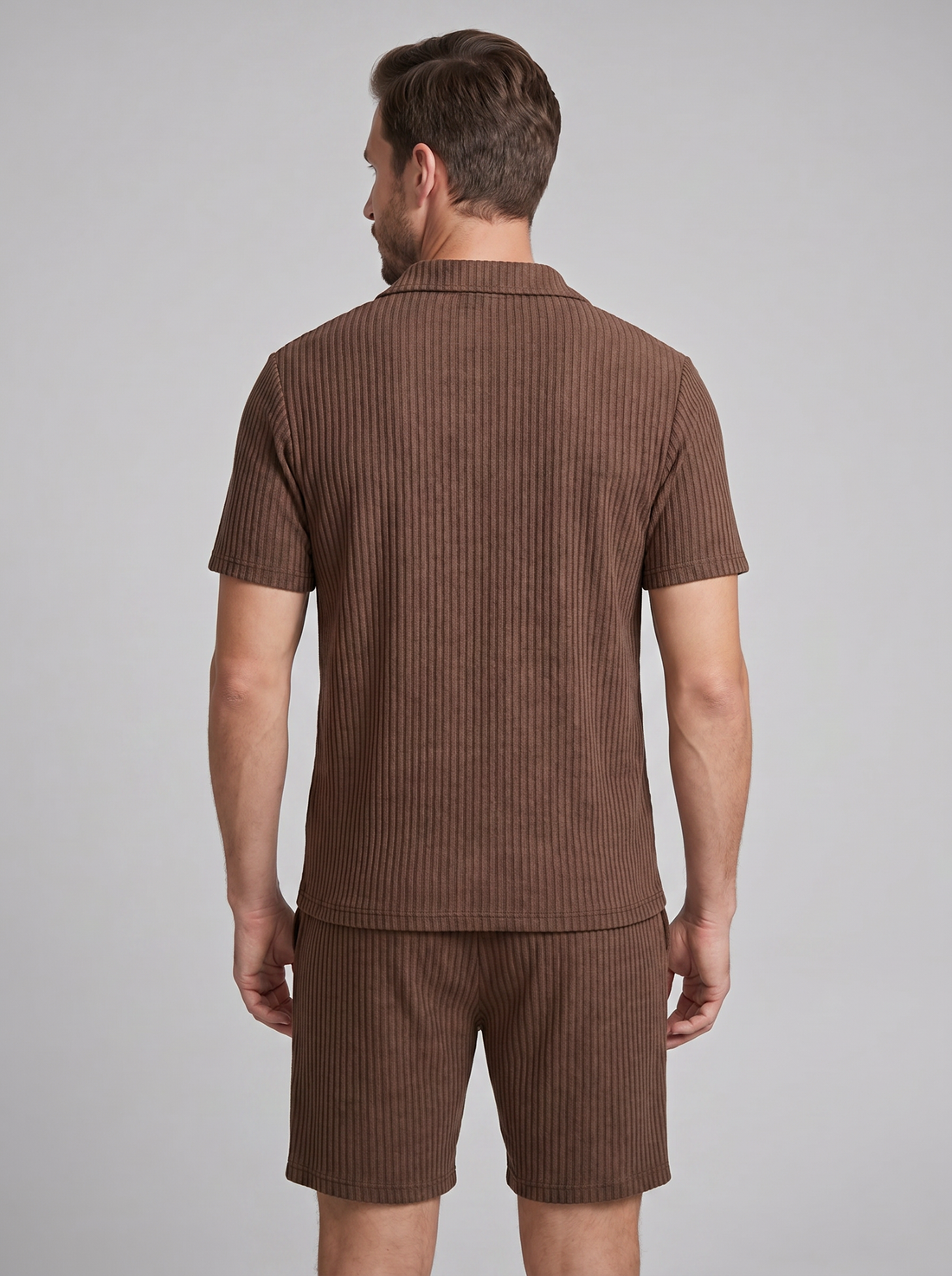 Men's Ribbed Knit Polo Co-Ord Set