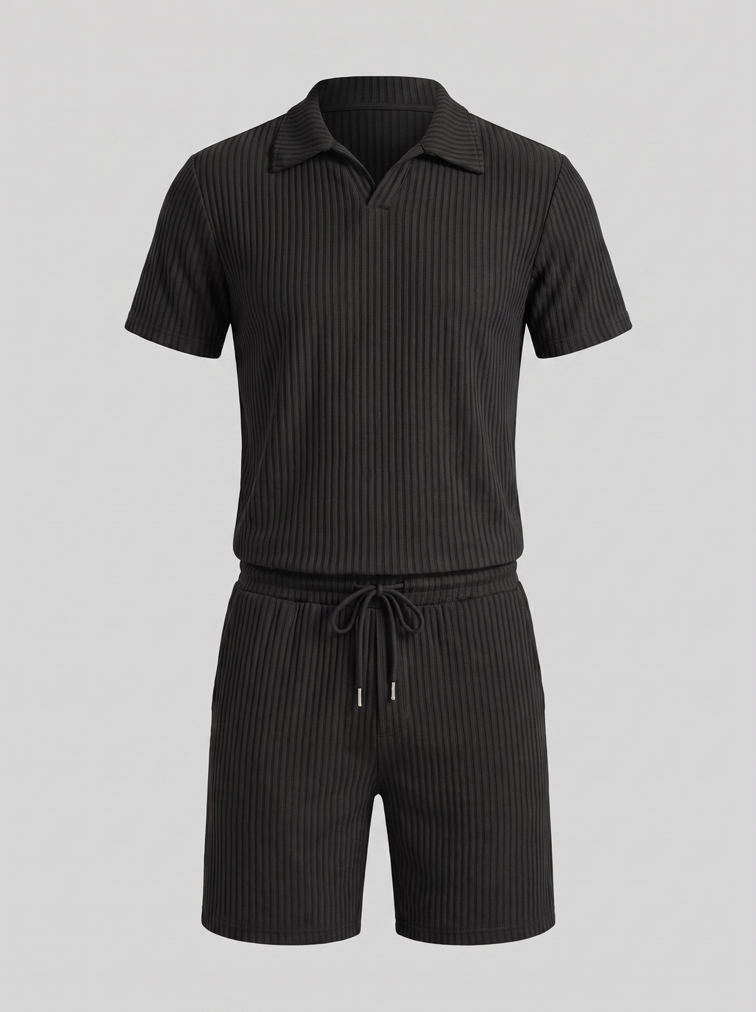 Men's Ribbed Knit Polo Co-Ord Set