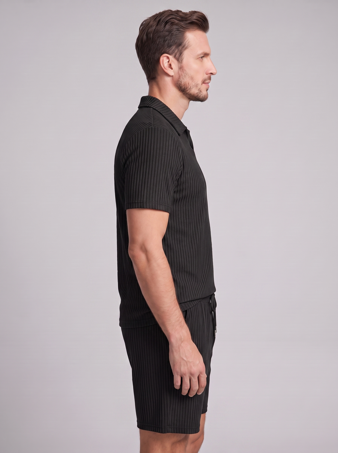Men's Ribbed Knit Polo Co-Ord Set