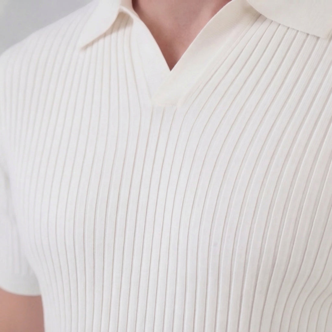 Men’s Ribbed Knit Short Sleeve Polo Shirt