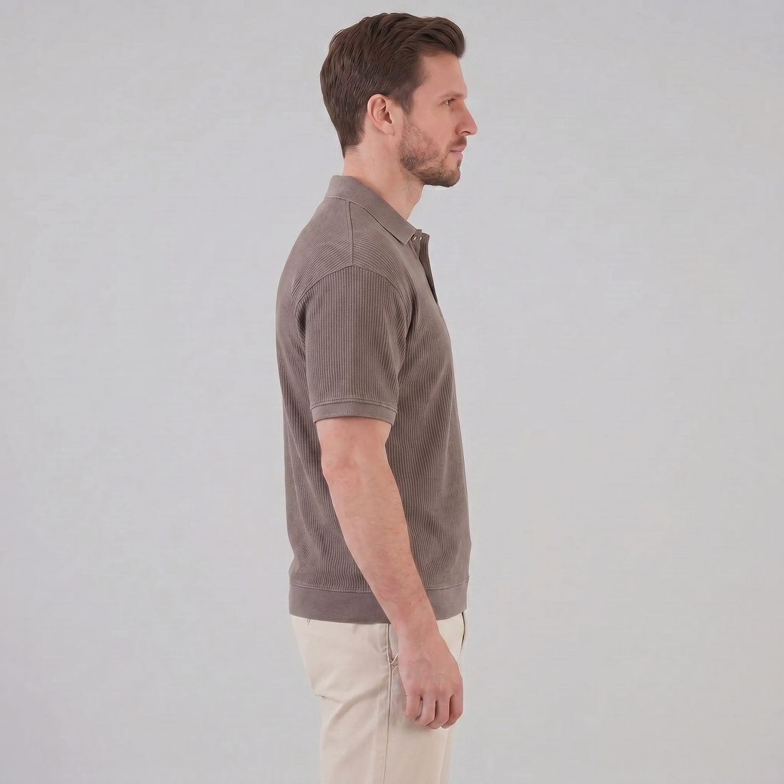 Men's Ribbed Short Sleeve Polo Shirt