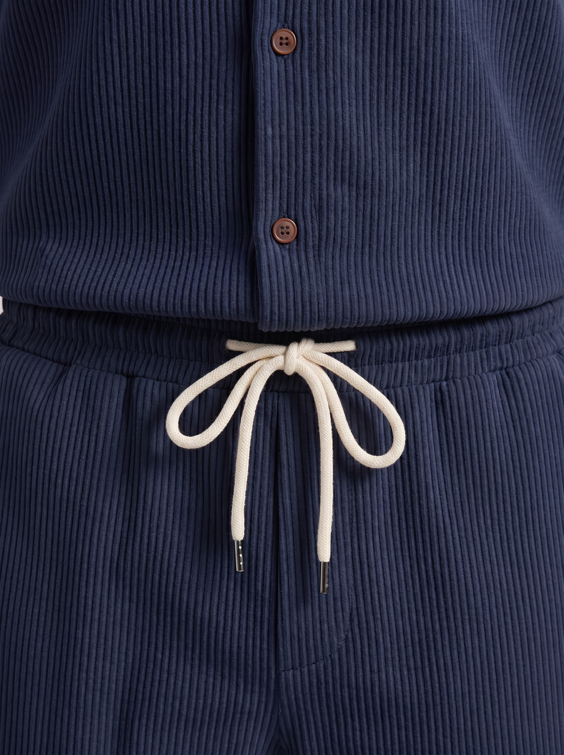 Men's Ribbed Stripe Shirt and Shorts Co-Ord Set