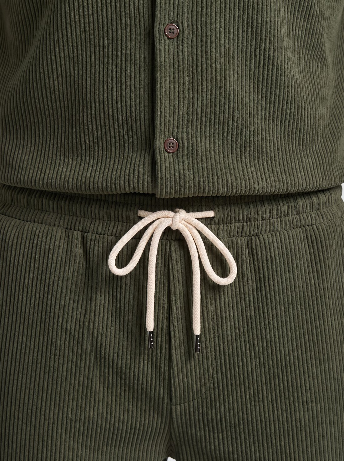 Men's Ribbed Stripe Shirt and Shorts Co-Ord Set
